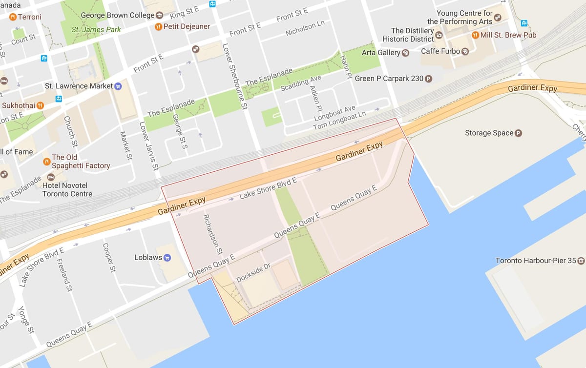 Bản đồ của Đông sát vịnh khu phố Toronto
