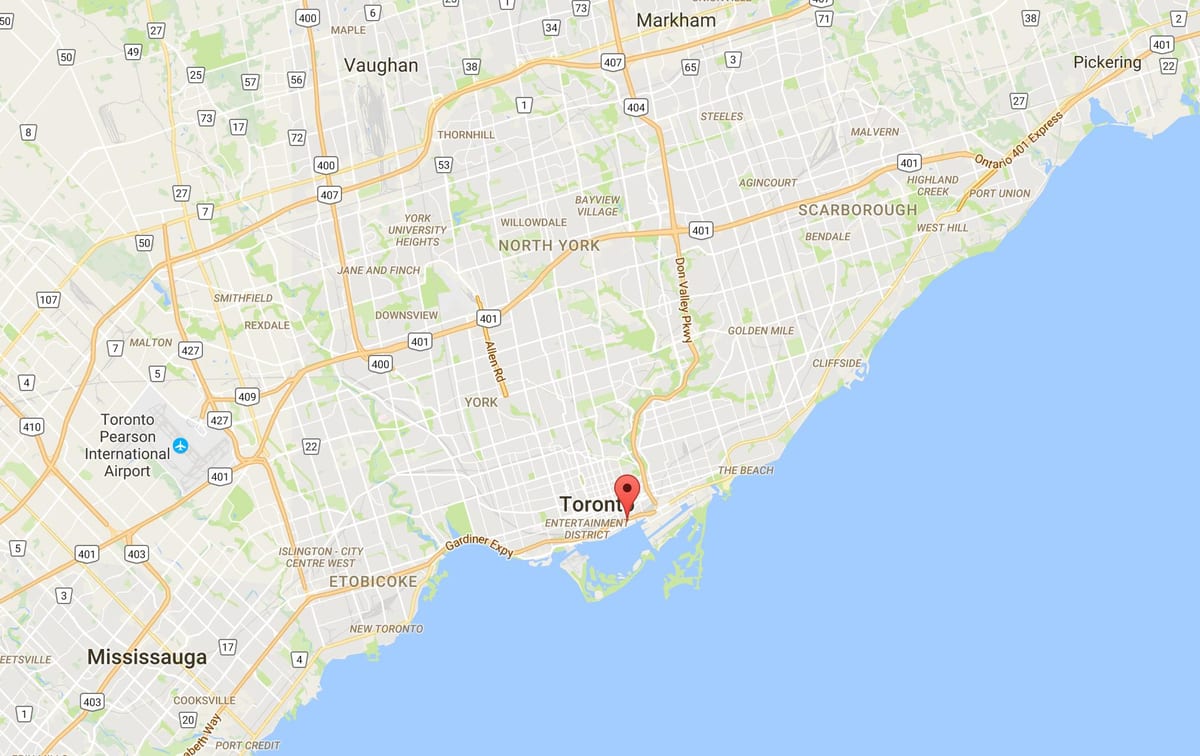 Bản đồ của Đông sát vịnh quận Toronto