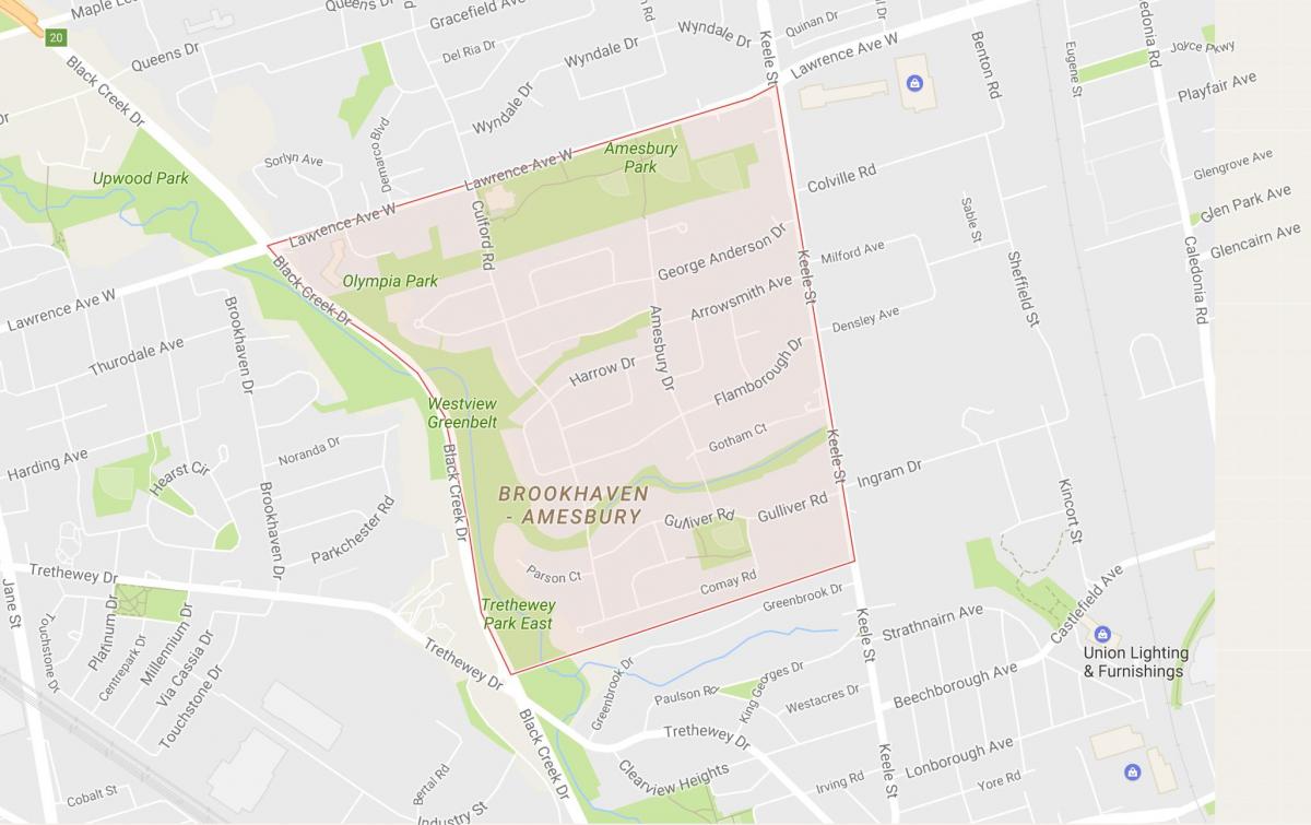 Bản đồ của Amesbury khu phố Toronto