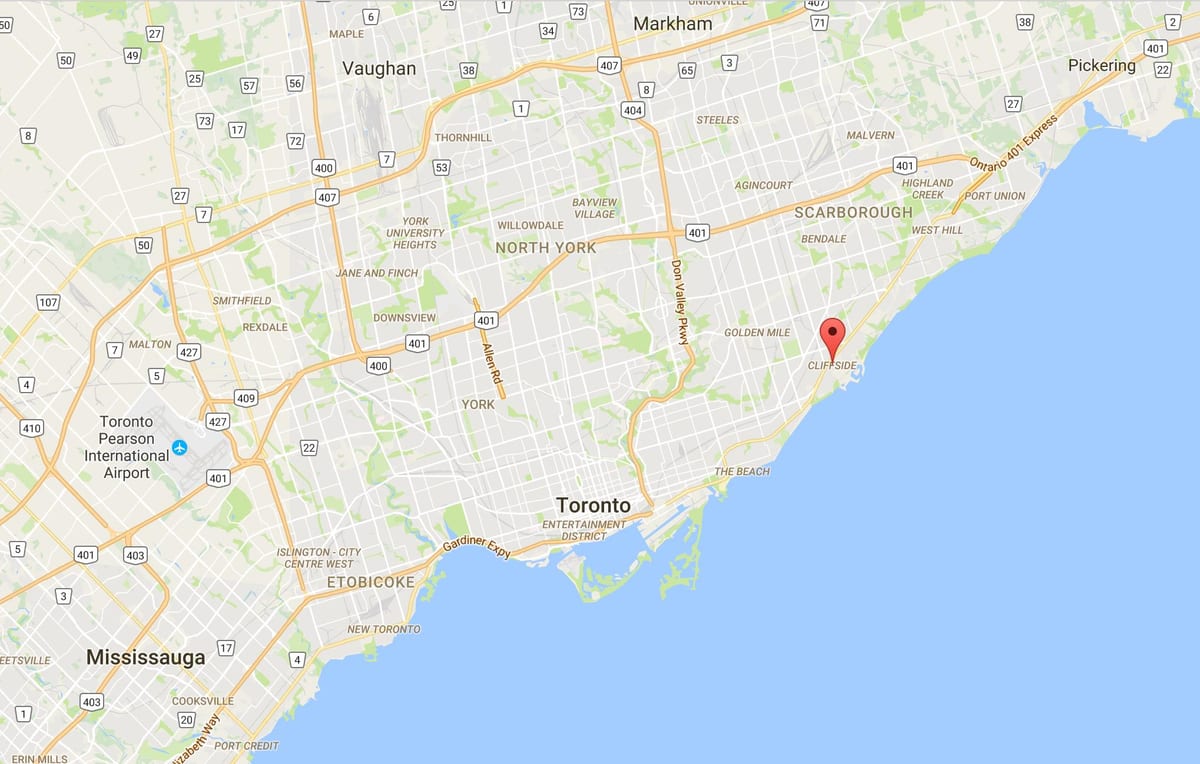 Bản đồ của bên vách đá quận Toronto