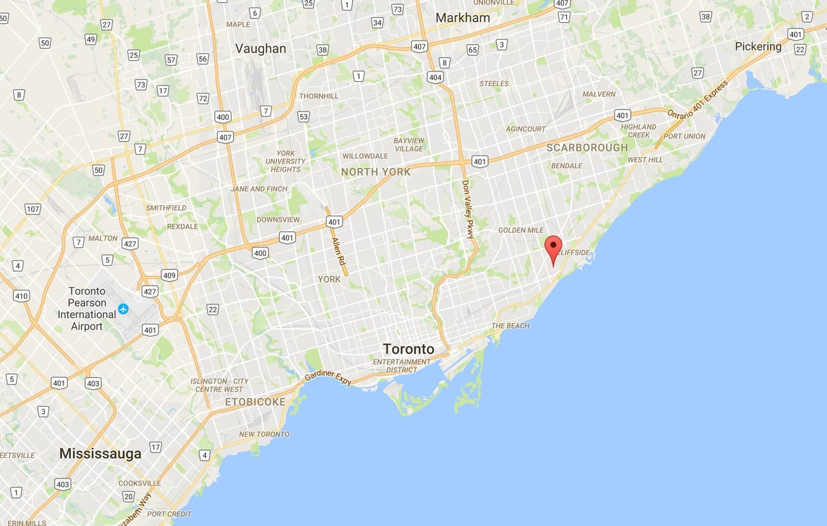 Bản đồ của Bạch dương Cliff Heights quận Toronto
