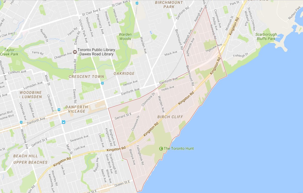 Bản đồ của Bạch dương Cliff khu phố Toronto
