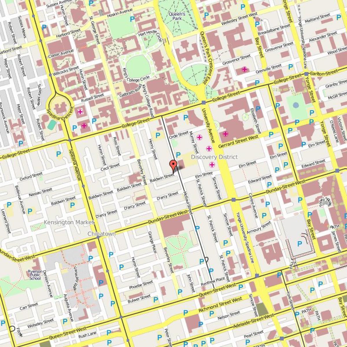 Bản đồ của Baldwin Làng Toronto