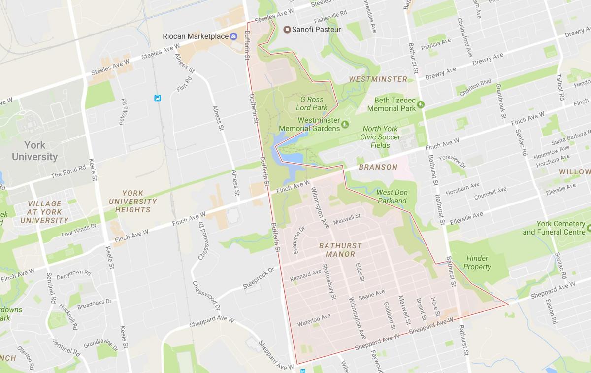 Bản đồ của Bathurst Ấp khu phố Toronto