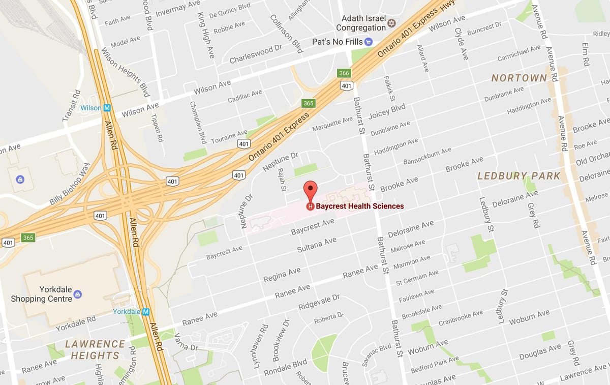 Bản đồ của Baycrest Khoa học y Tế ở Toronto