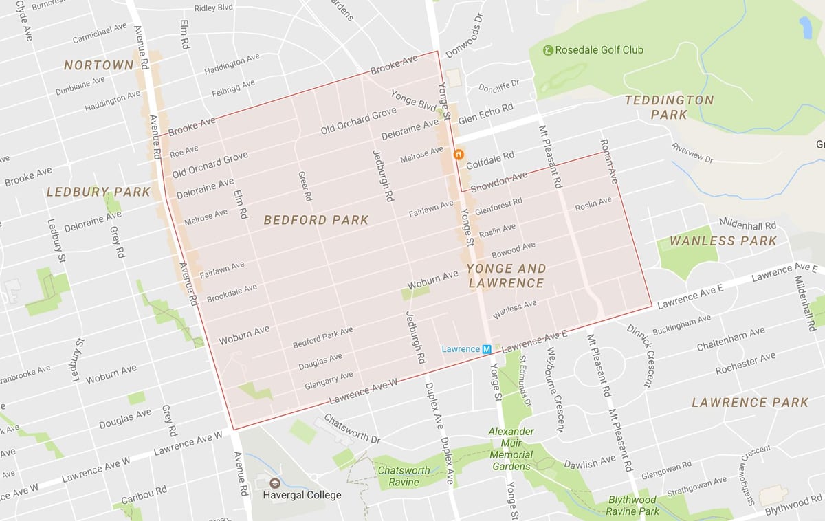 Bản đồ của Bedford Park khu phố Toronto