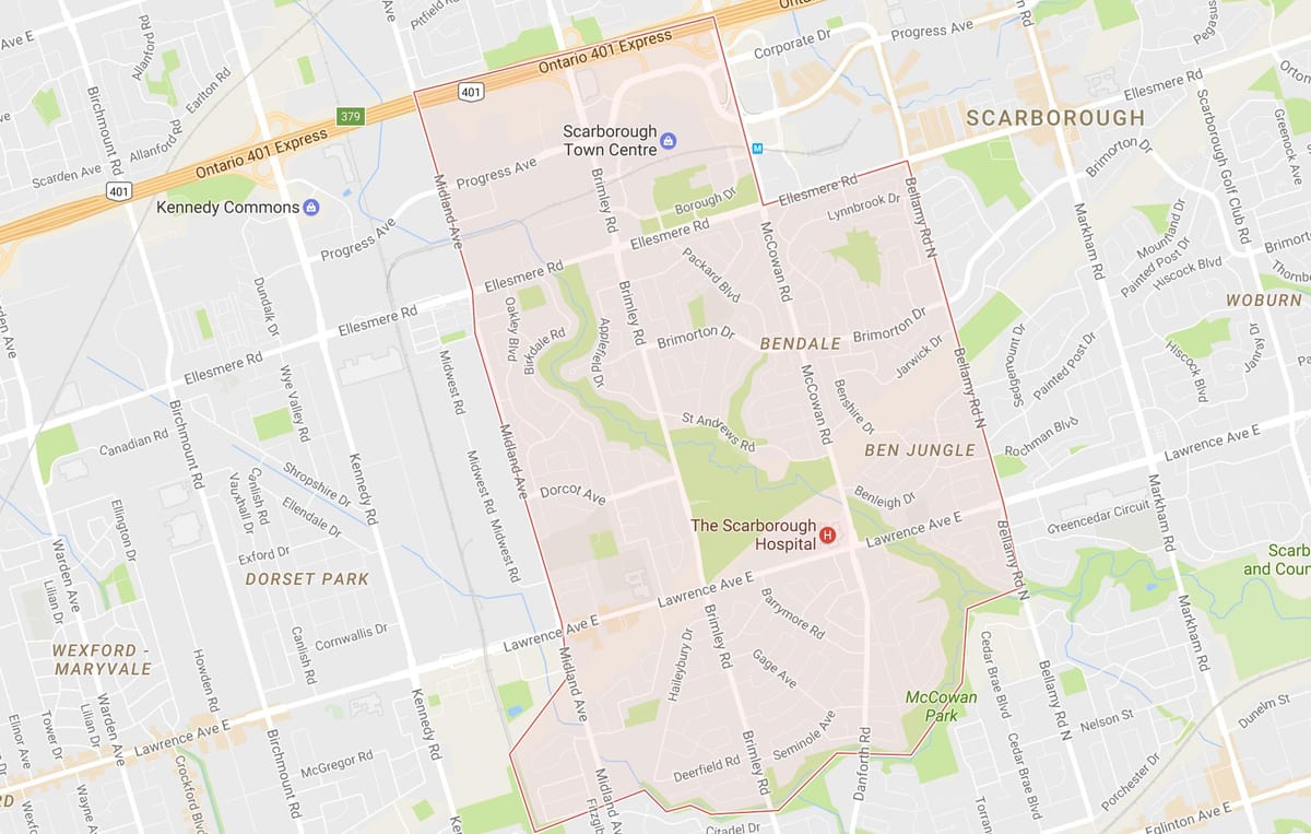 Bản đồ của Bendale, khu phố Toronto