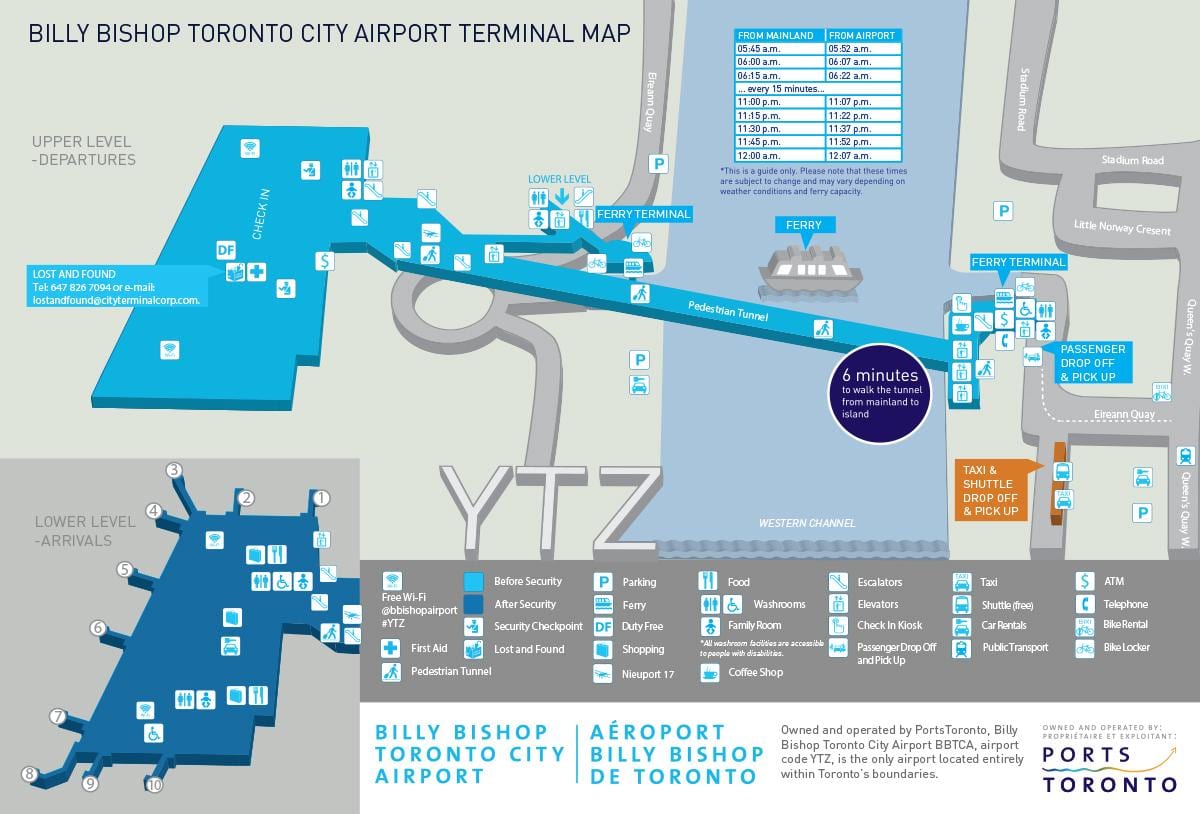 Bản đồ của Billy Giám mục sân bay thành phố Toronto