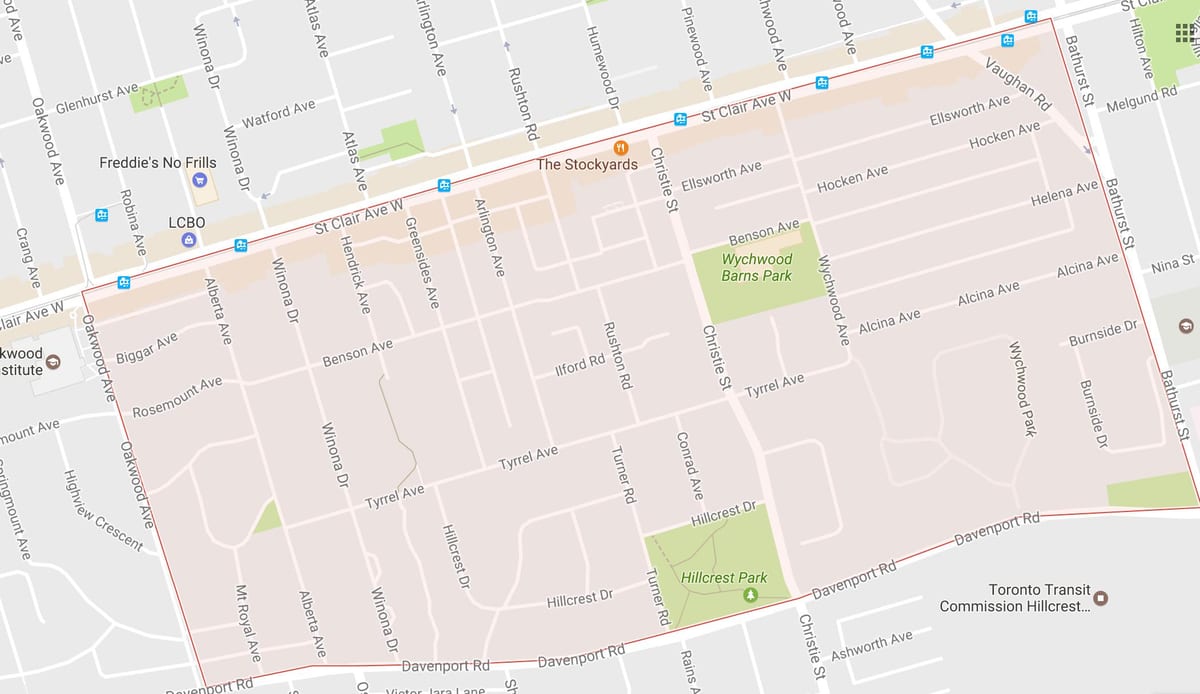 Bản đồ của Bracondale Đồi khu phố Toronto