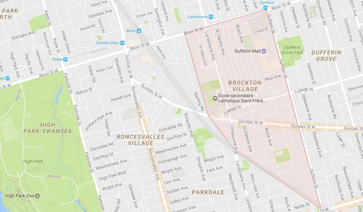 Bản đồ của Brockton Làng khu phố Toronto