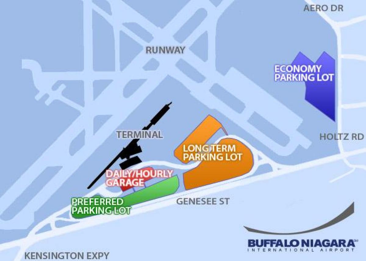 Bản đồ của Buffalo Niagara sân bay bãi đậu xe