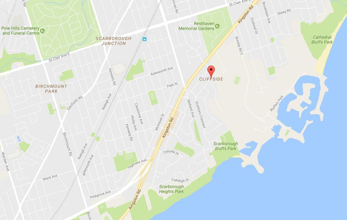 Bản đồ của bên vách đá khu phố Toronto