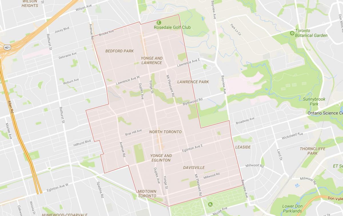 Bản đồ của Bắc khu phố Toronto