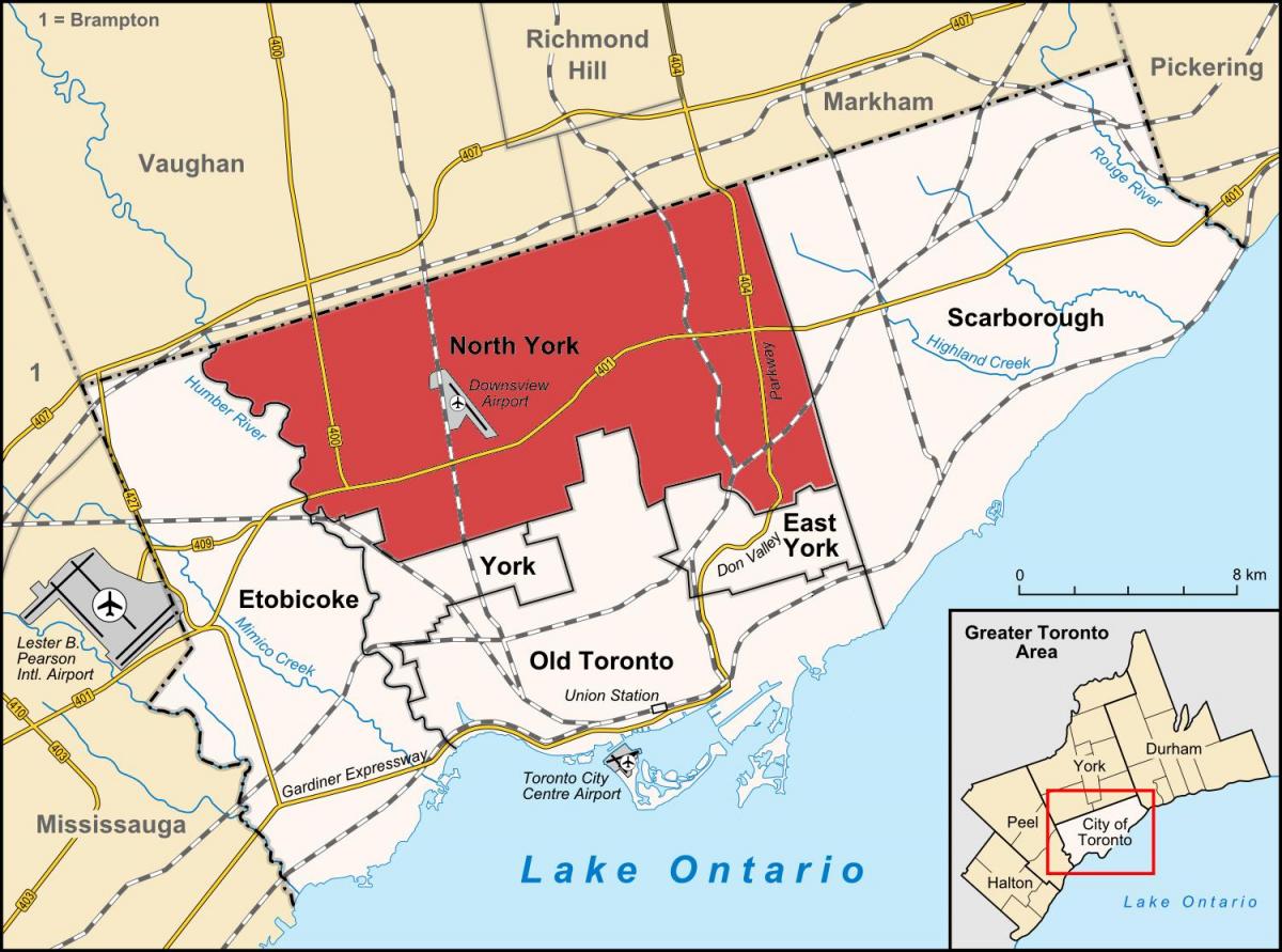 Bản đồ của Bắc York Toronto