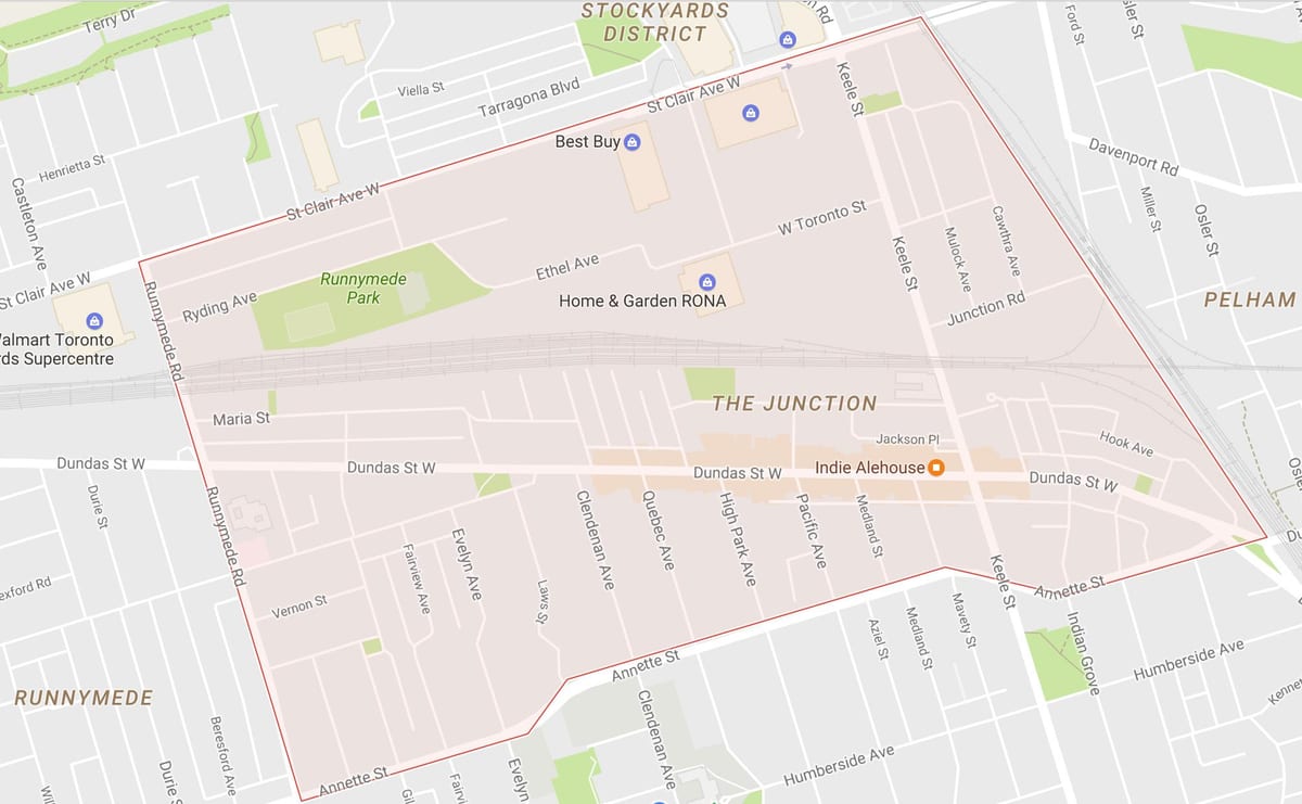 Bản đồ của Junction khu phố Toronto