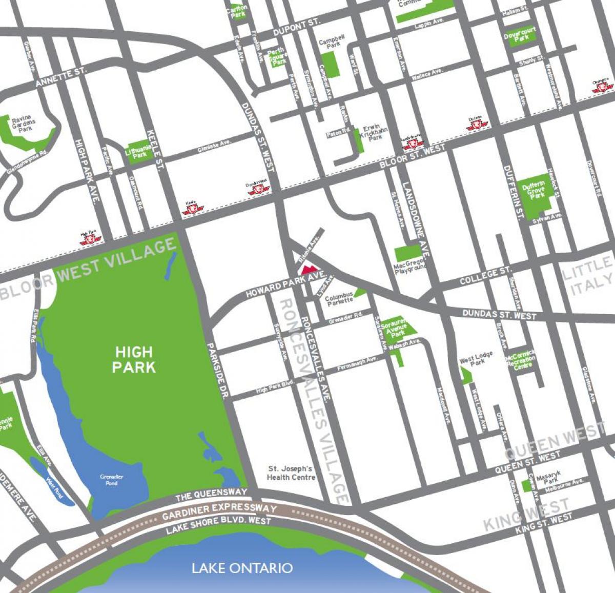 Bản đồ của Cao park Toronto tổng