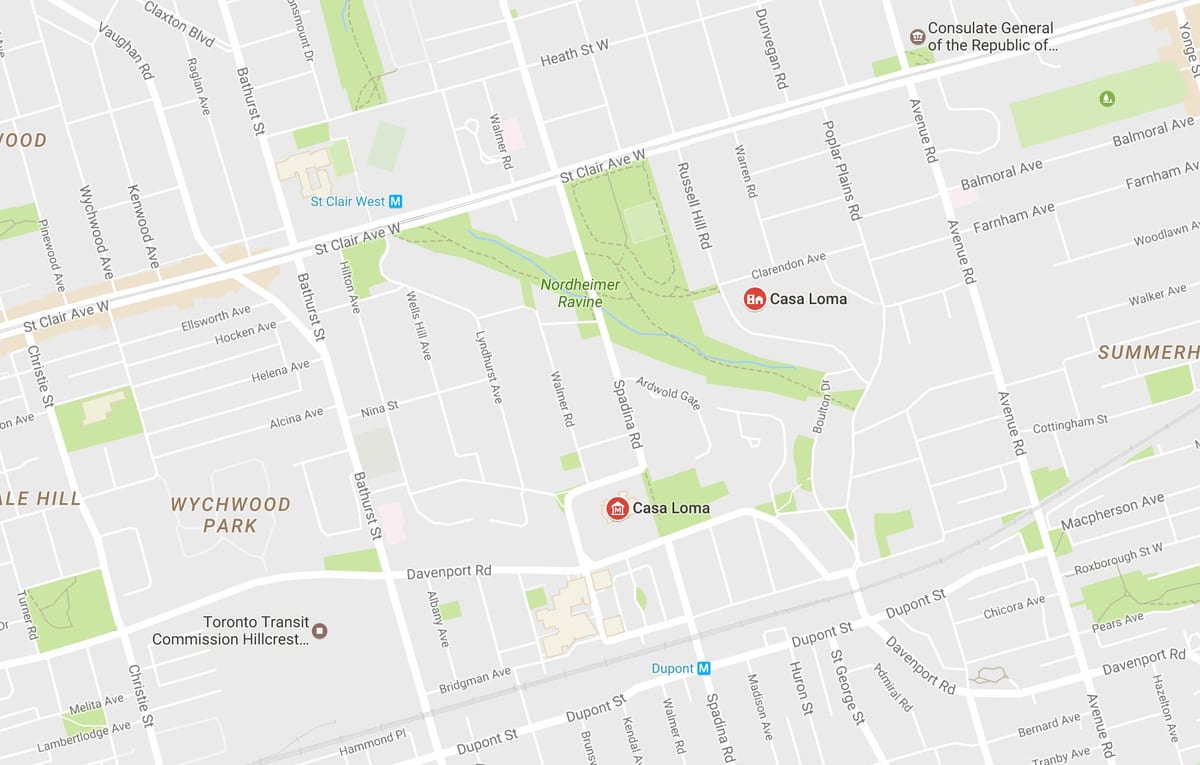 Bản đồ của Casa Loma khu phố Toronto