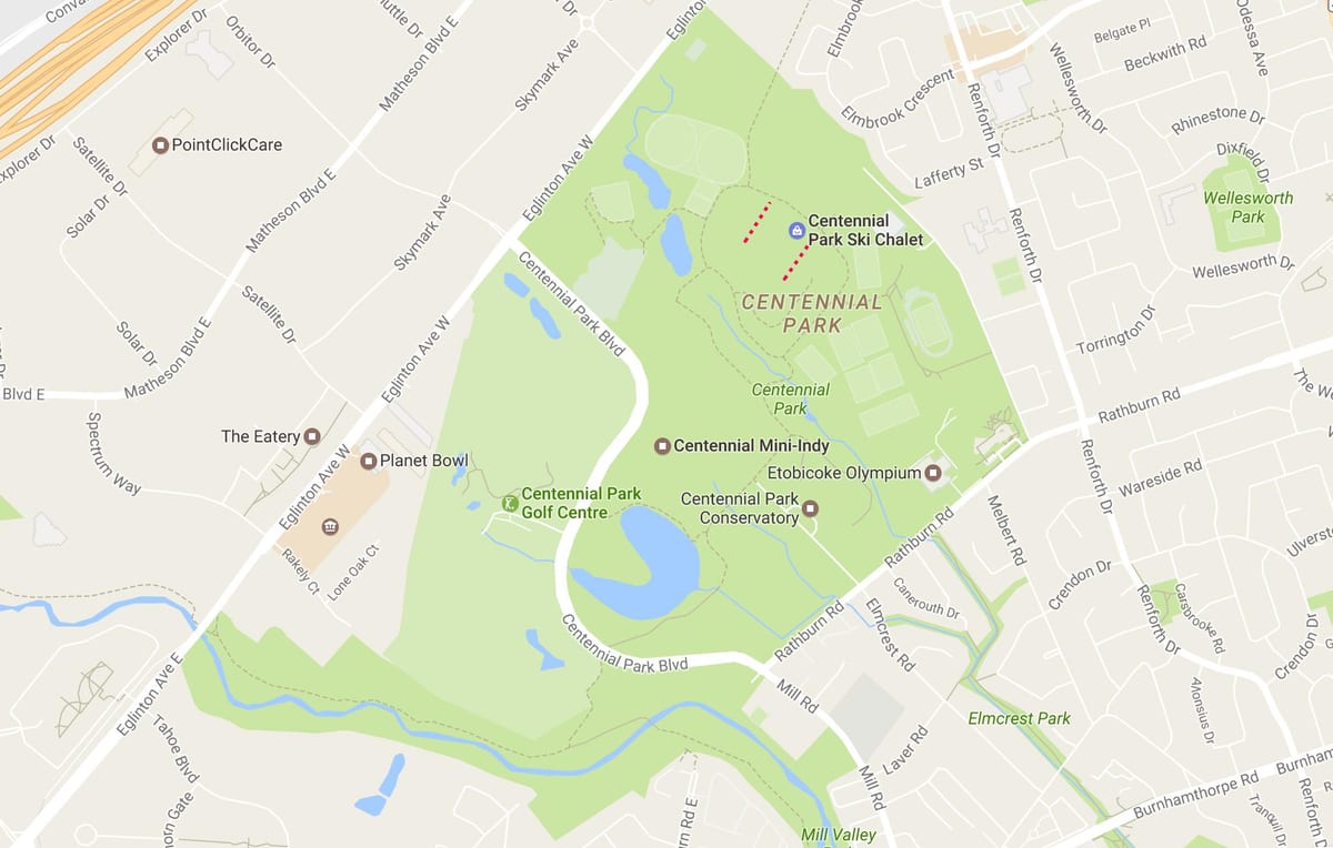 Bản đồ của Centennial Park khu phố Toronto