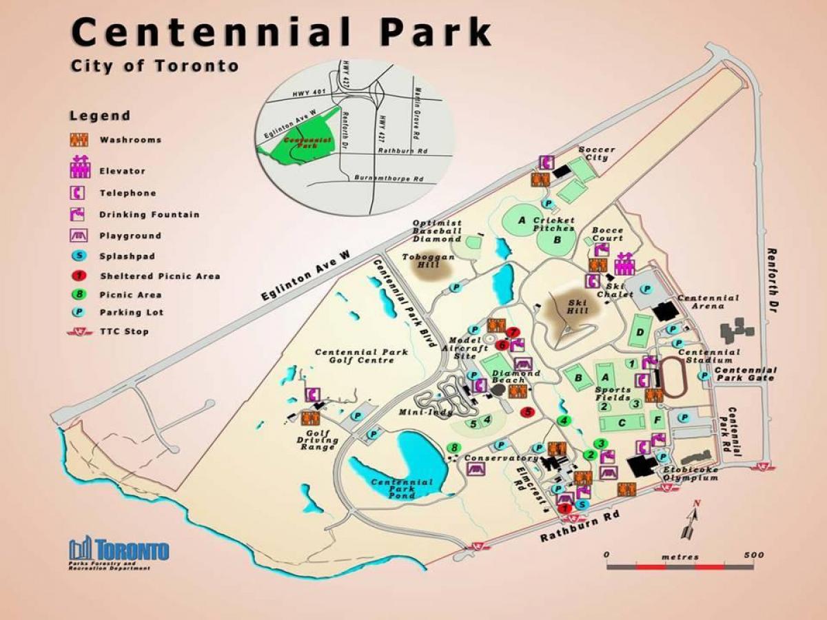 Bản đồ của Centennial Park Kính Toronto