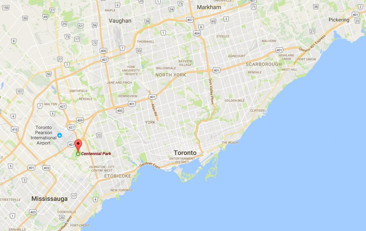 Bản đồ của Centennial Park quận Toronto