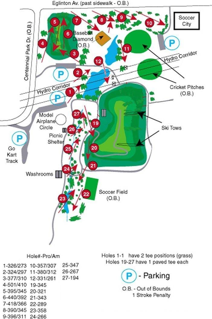 Bản đồ của Centennial Viên sân golf Toronto