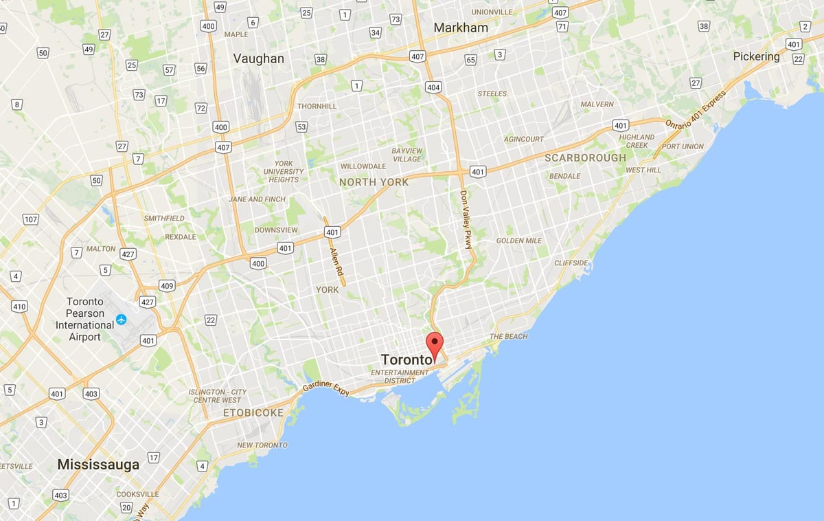 Bản đồ của chưng cất Quận Toronto