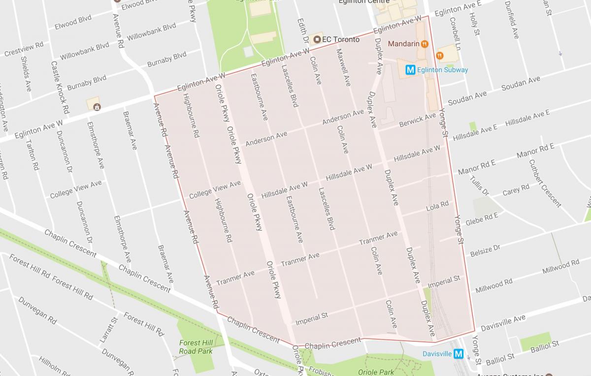 Bản đồ của Chaplin bất động Sản khu phố Toronto