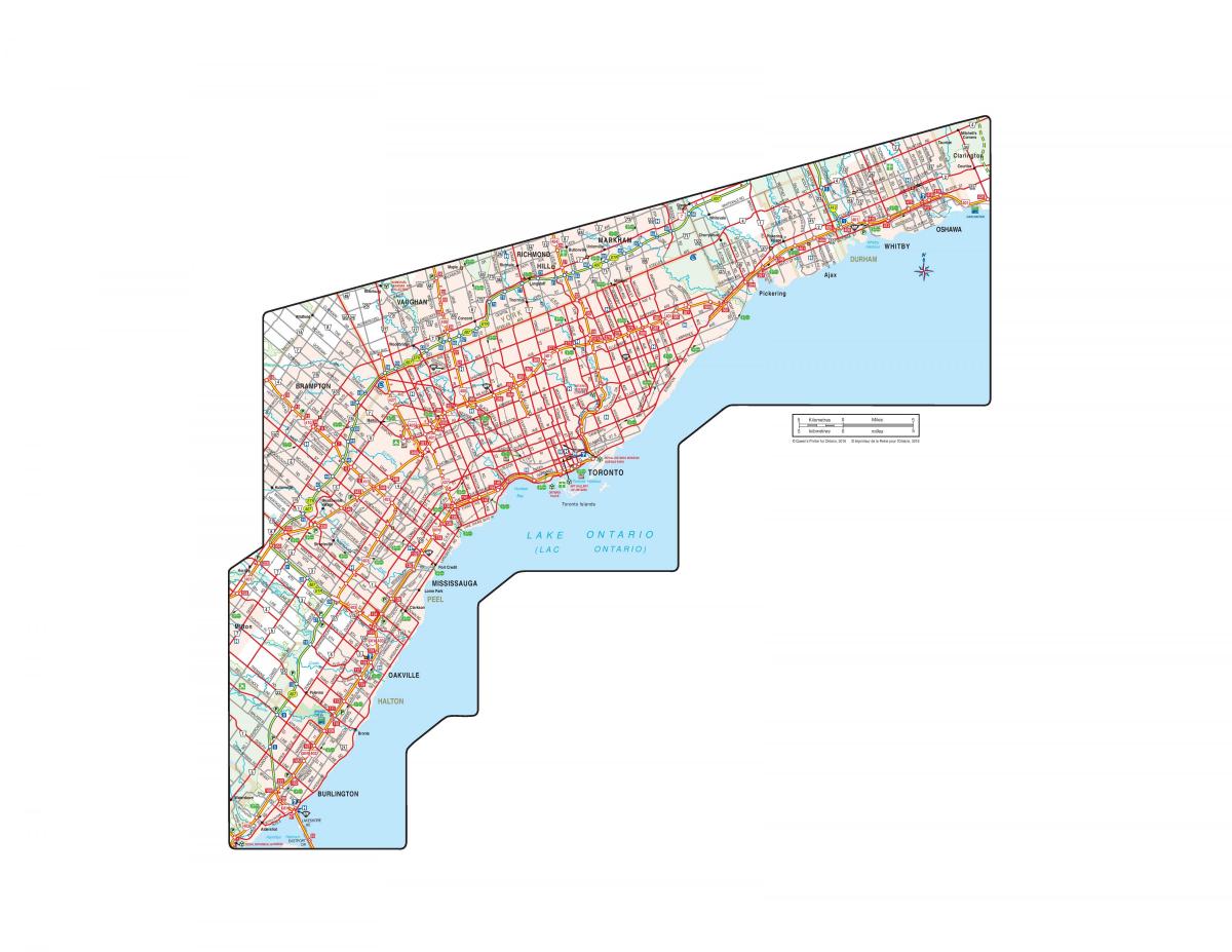 Bản đồ của Đường chính thức của Ontario