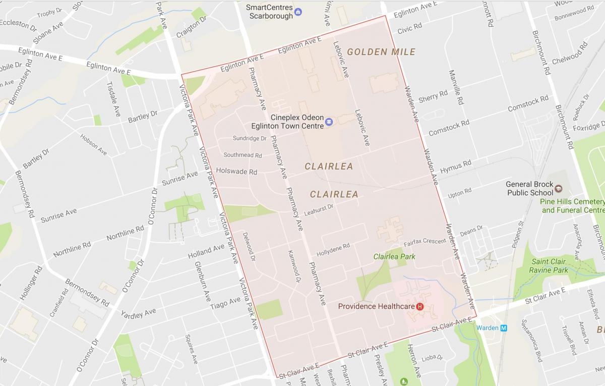 Bản đồ của Clairlea khu phố Toronto