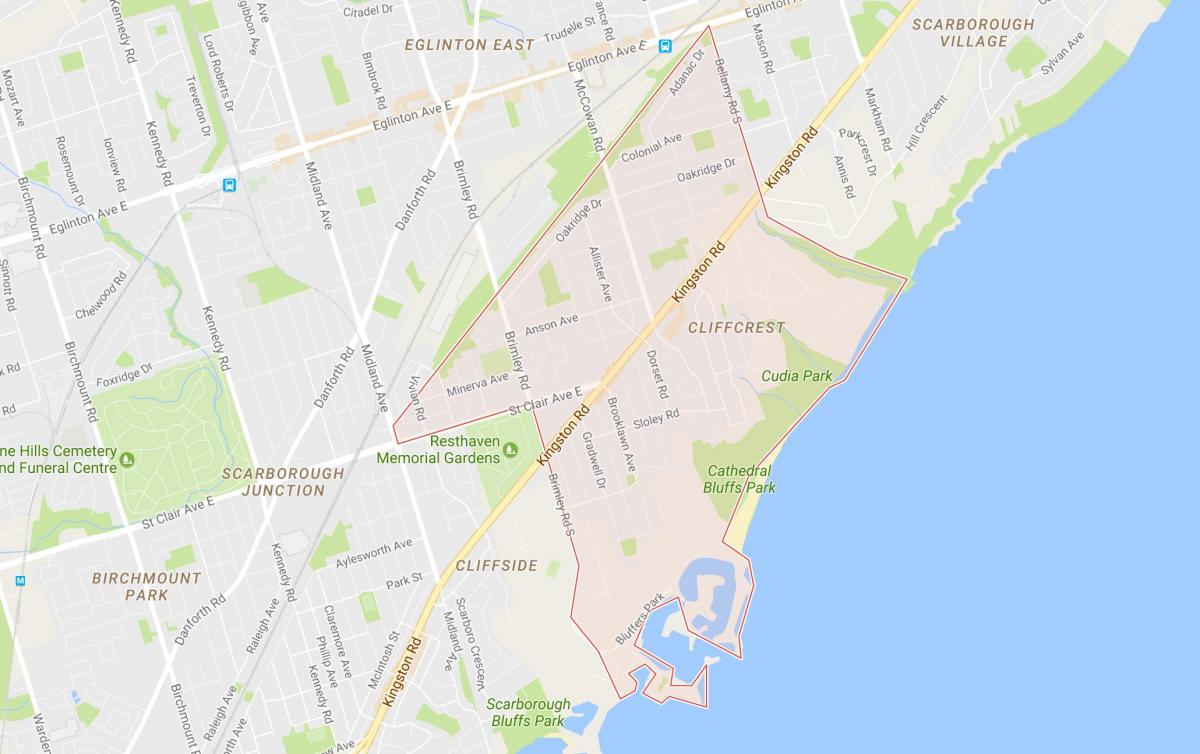 Bản đồ của Cliffcrest khu phố Toronto