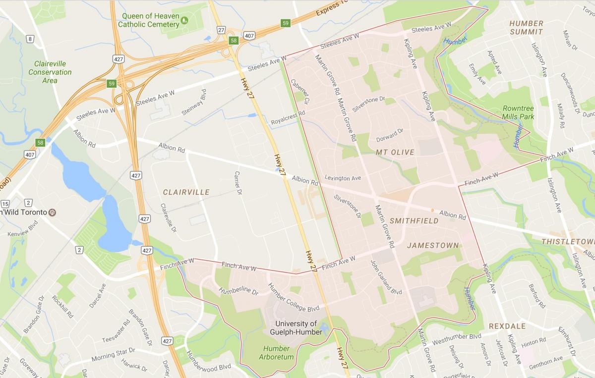 Bản đồ của Cumberland khu phố khu phố Toronto