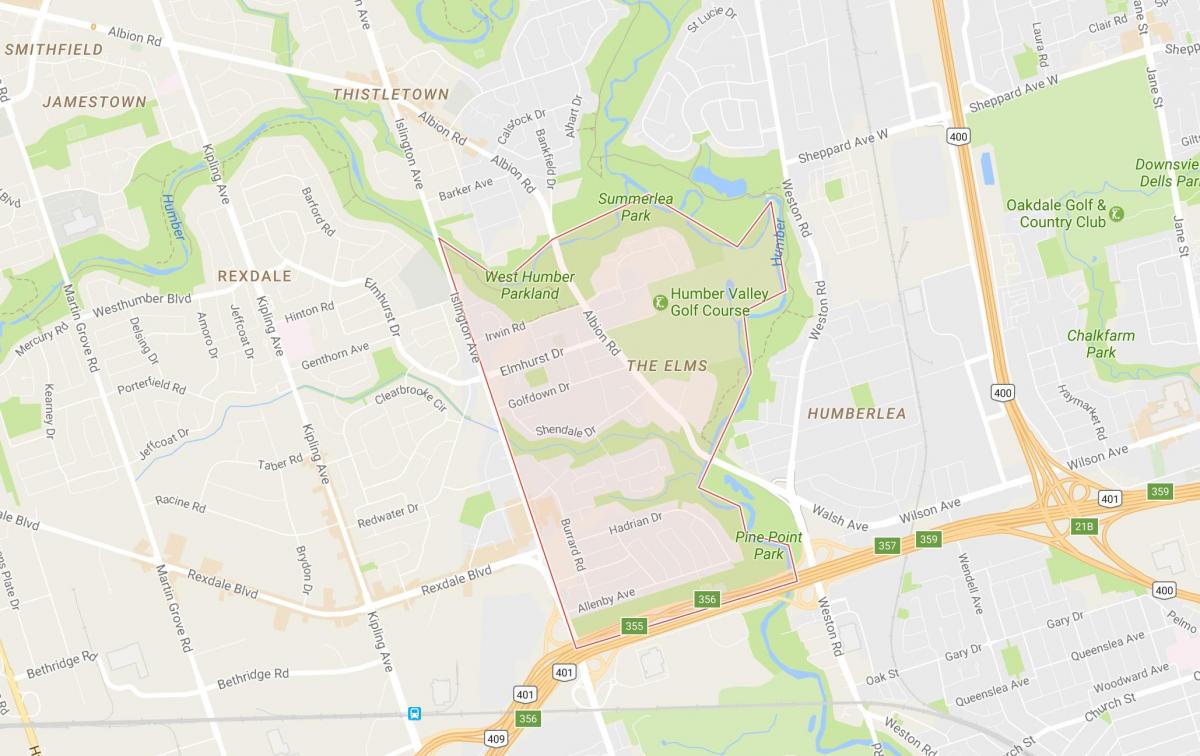 Bản đồ của Elms khu phố Toronto