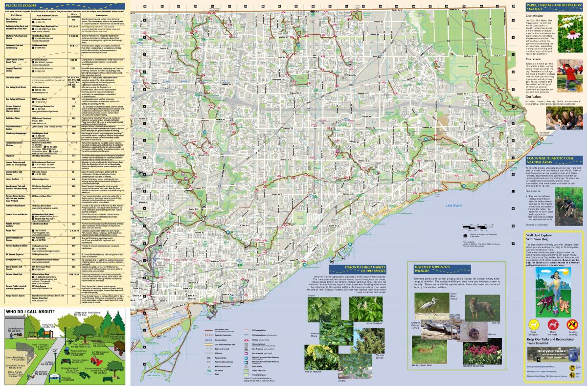 Bản đồ của công viên, đường đi bộ về phía Đông Toronto
