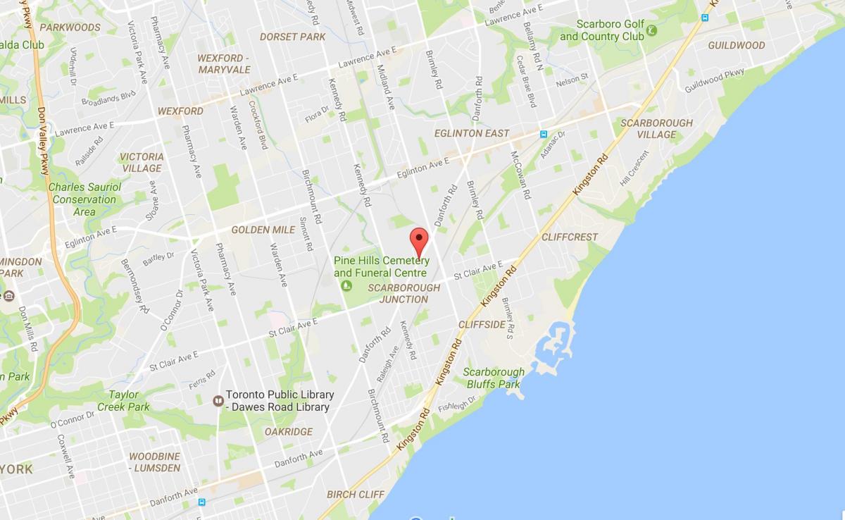 Bản đồ của Danforth đường Toronto