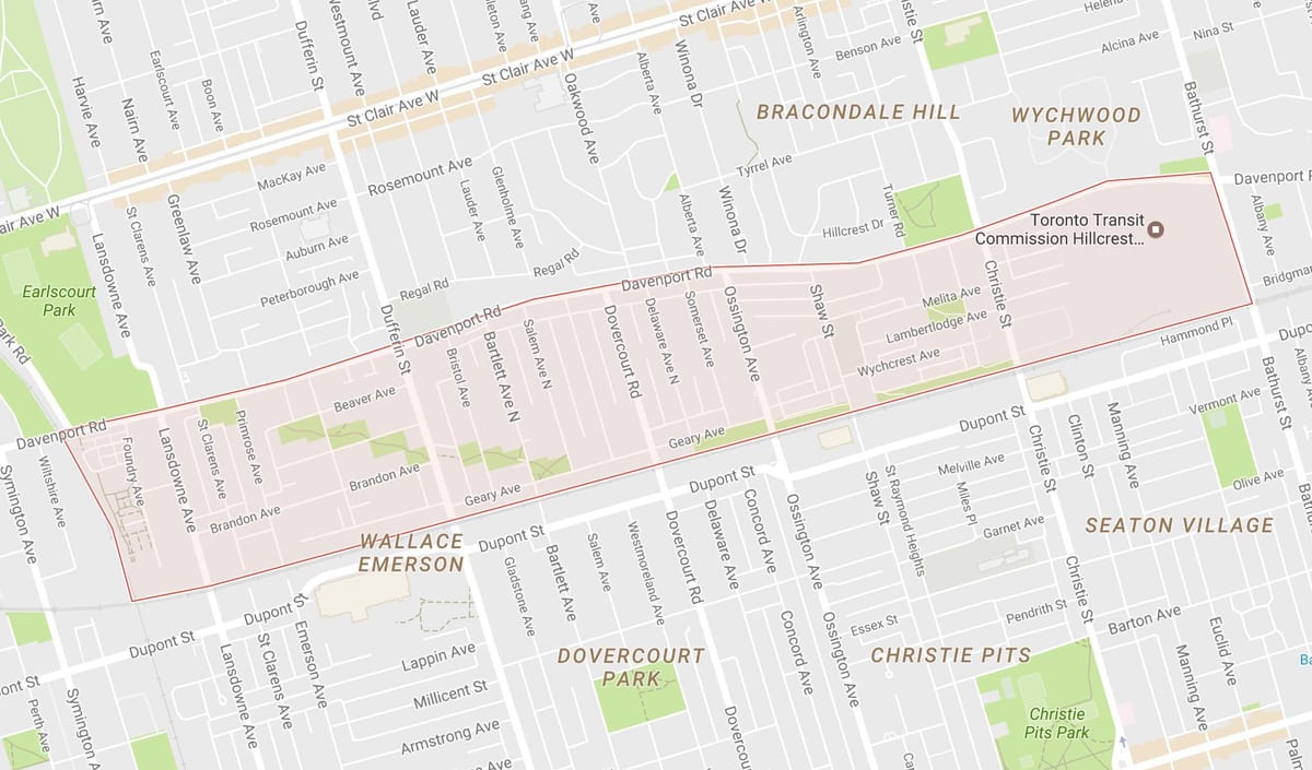 Bản đồ của Davenport khu phố Toronto