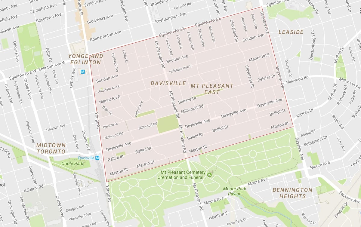 Bản đồ của Davisville Làng khu phố Toronto