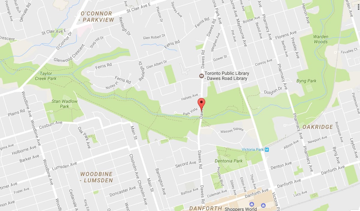 Bản đồ của Dawes đường Toronto