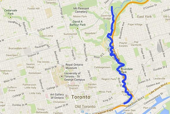 Bản đồ của Don river Toronto