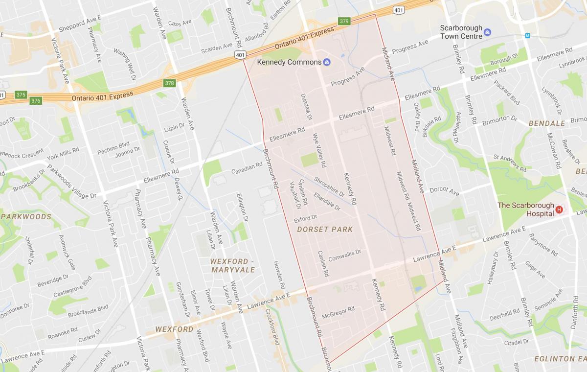 Bản đồ của Dorset Park khu phố Toronto