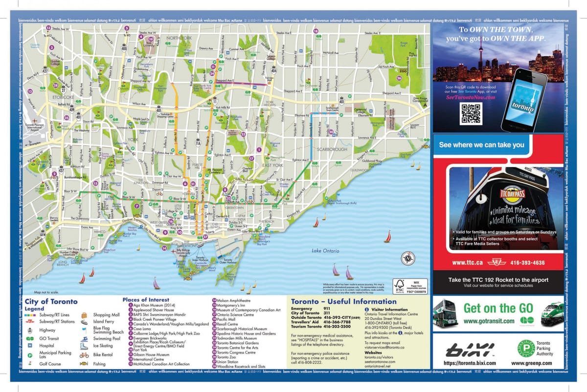Bản đồ của du lịch Toronto