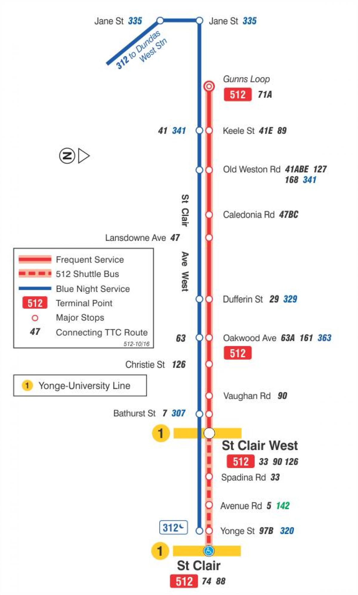 Bản đồ của dòng xe điện 512 St Clair