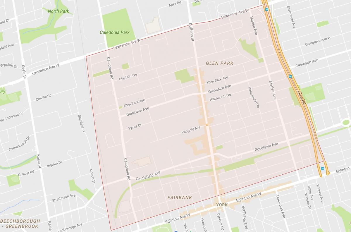 Bản đồ của Dại Hill–Kensington khu phố Toronto