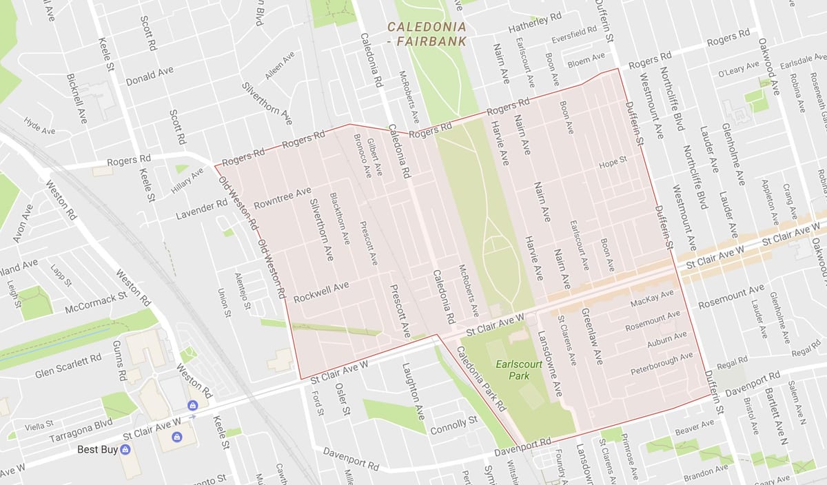 Bản đồ của Earlscourt khu phố Toronto