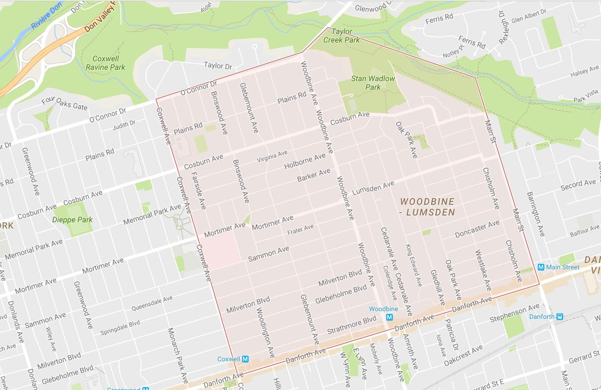 Bản đồ của Việc lên một tầm Cao khu phố Toronto