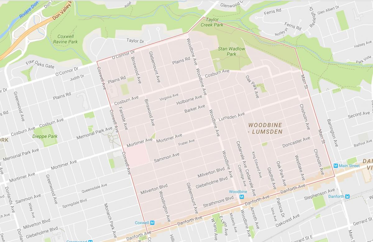 Bản đồ của Việc lên một tầm Cao khu phố Toronto