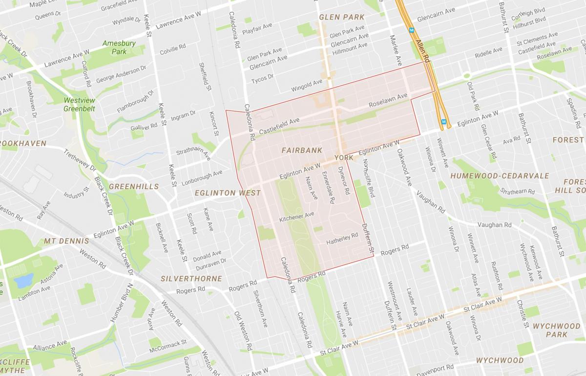 Bản đồ của Fairbank khu phố Toronto