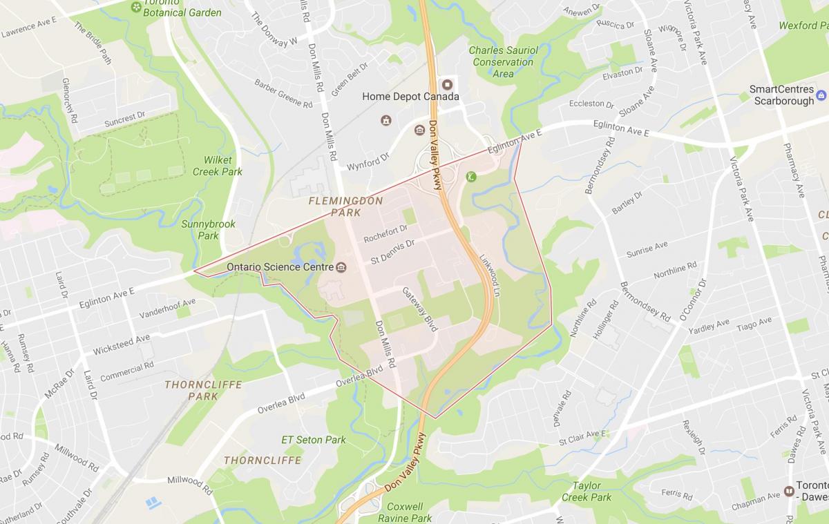 Bản đồ của Flemingdon Park khu phố Toronto