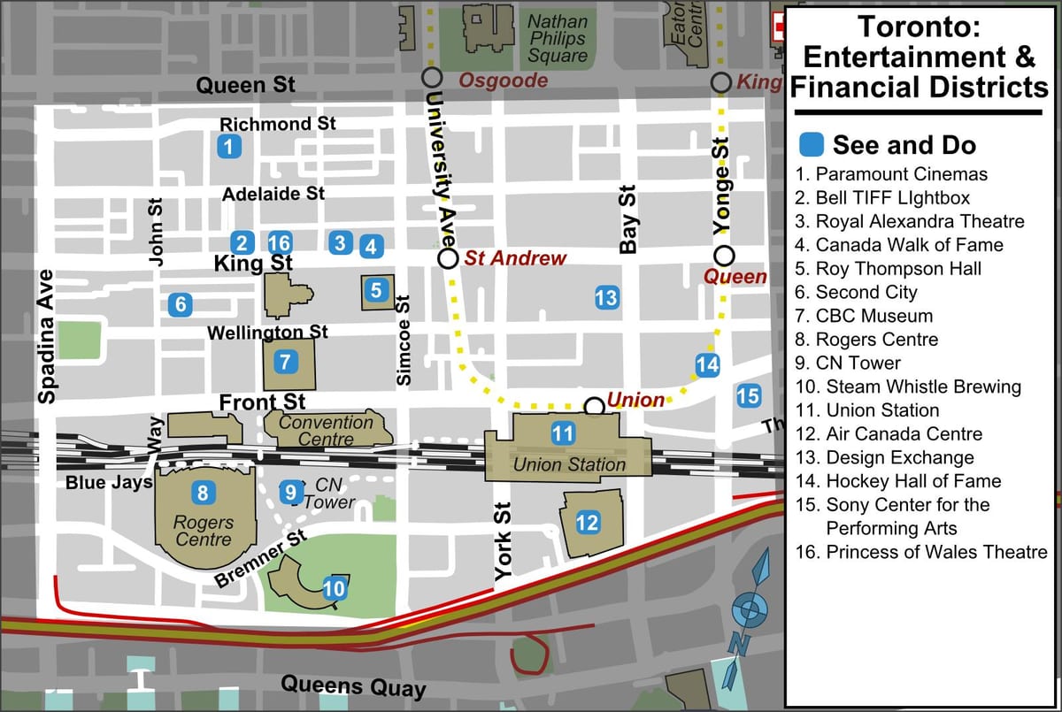 Bản đồ giải Trí và tài chính quận Toronto