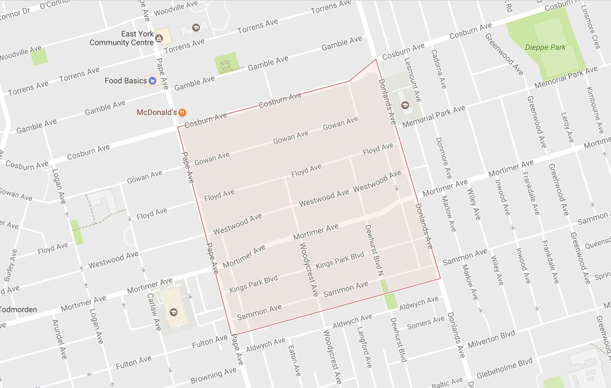 Bản đồ của Giấy Làng khu phố Toronto