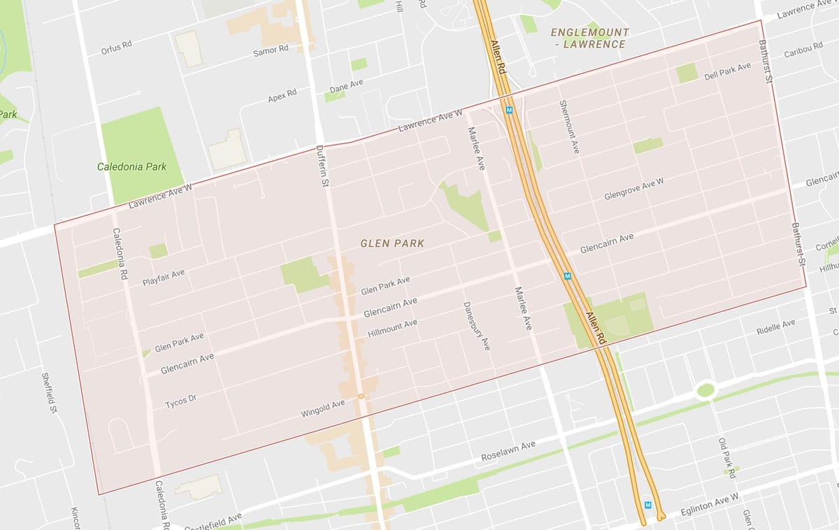 Bản đồ của Glen Park khu phố Toronto
